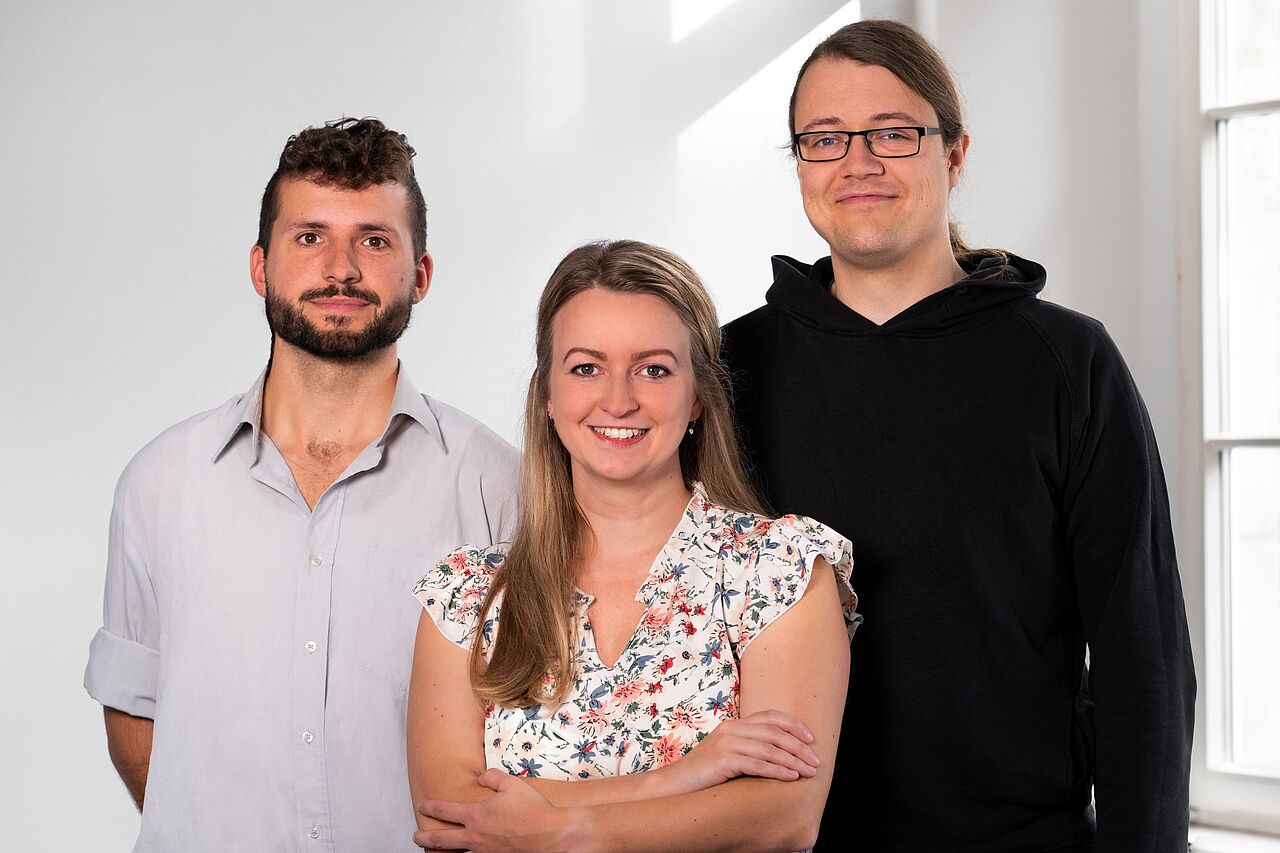 Das Team vonHandWerk Test- & Therapietechnik eG (v.l.): Lukas, Melanie, Florian